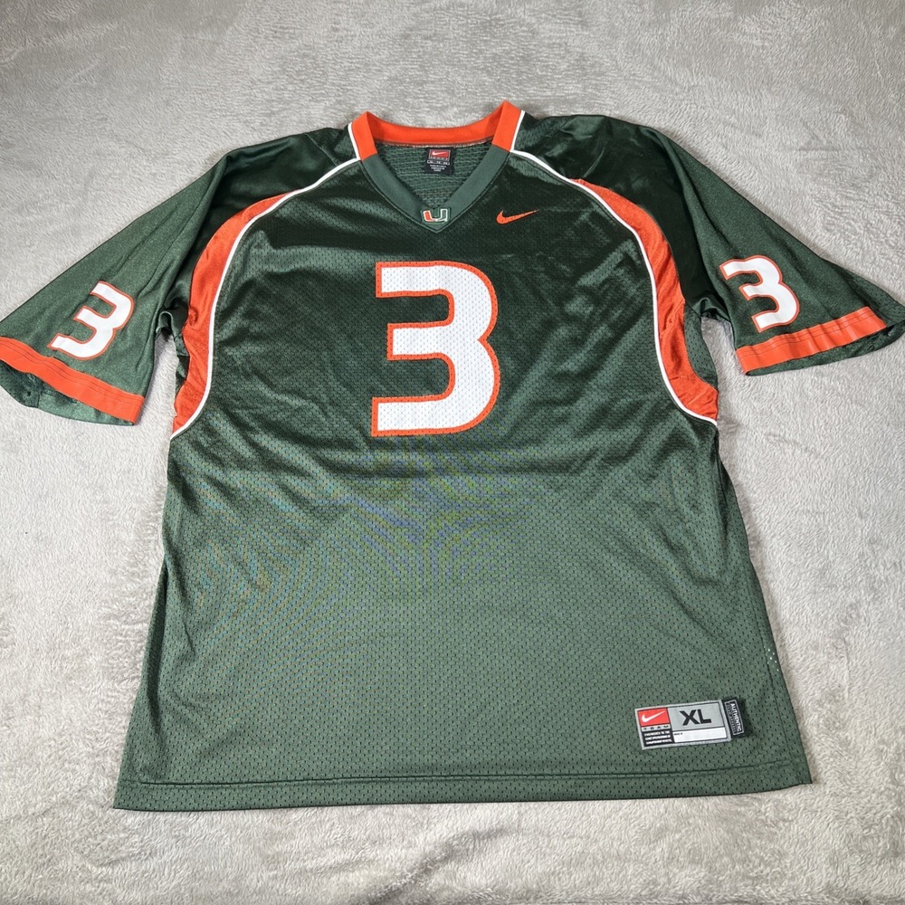 Nike Miami Hurricanes Jersey #3 RB Frank Gore Men's Size XL Vintage